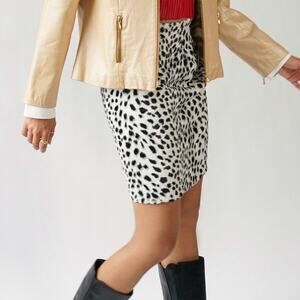 Vintage Focus 2000 Leopard Print Faux Fur Mini Skirt Gray Black Size 6 Retro